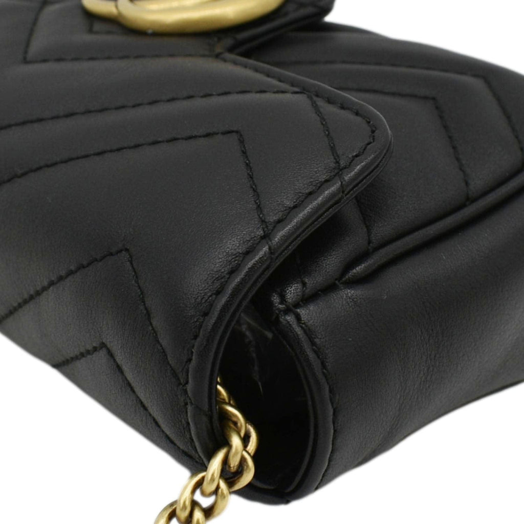 GUCCI Gucci Marmont Super Mini Matelasse Leather Crossbody Bag Black 476433