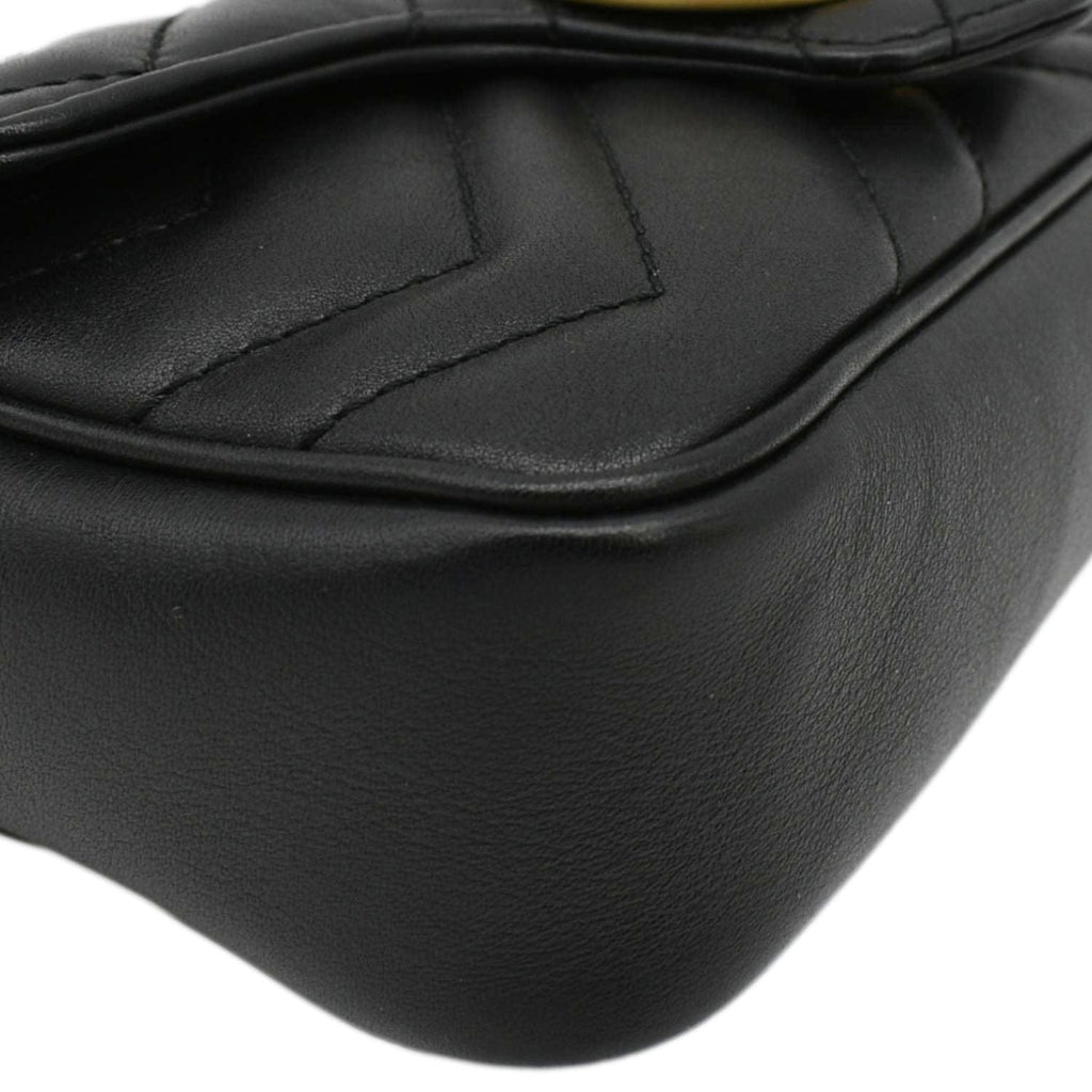 GUCCI Gucci Marmont Super Mini Matelasse Leather Crossbody Bag Black 476433