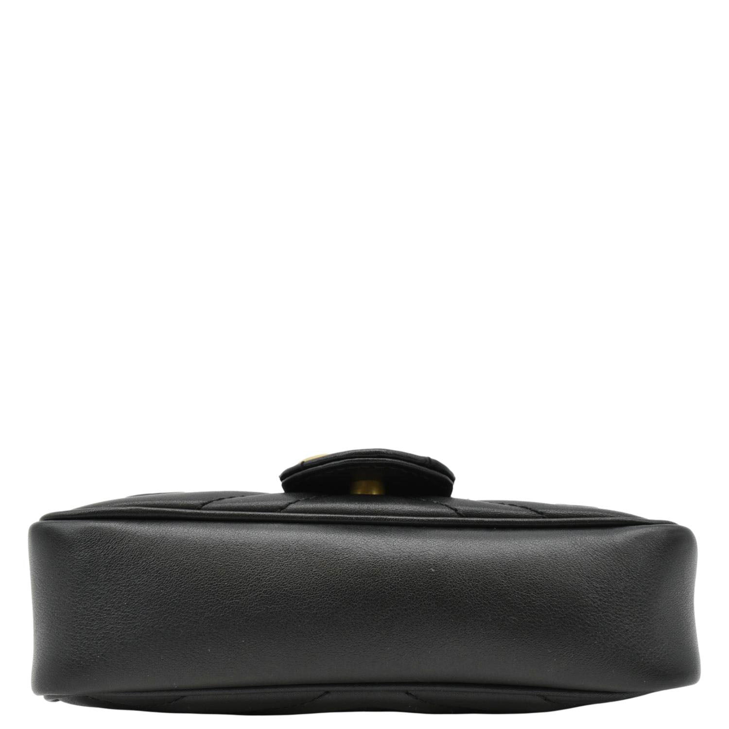 GUCCI Gucci Marmont Super Mini Matelasse Leather Crossbody Bag Black 476433