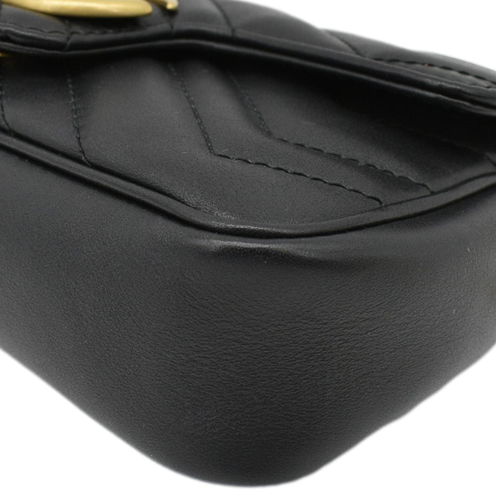 GUCCI Gucci Marmont Super Mini Matelasse Leather Crossbody Bag Black 476433