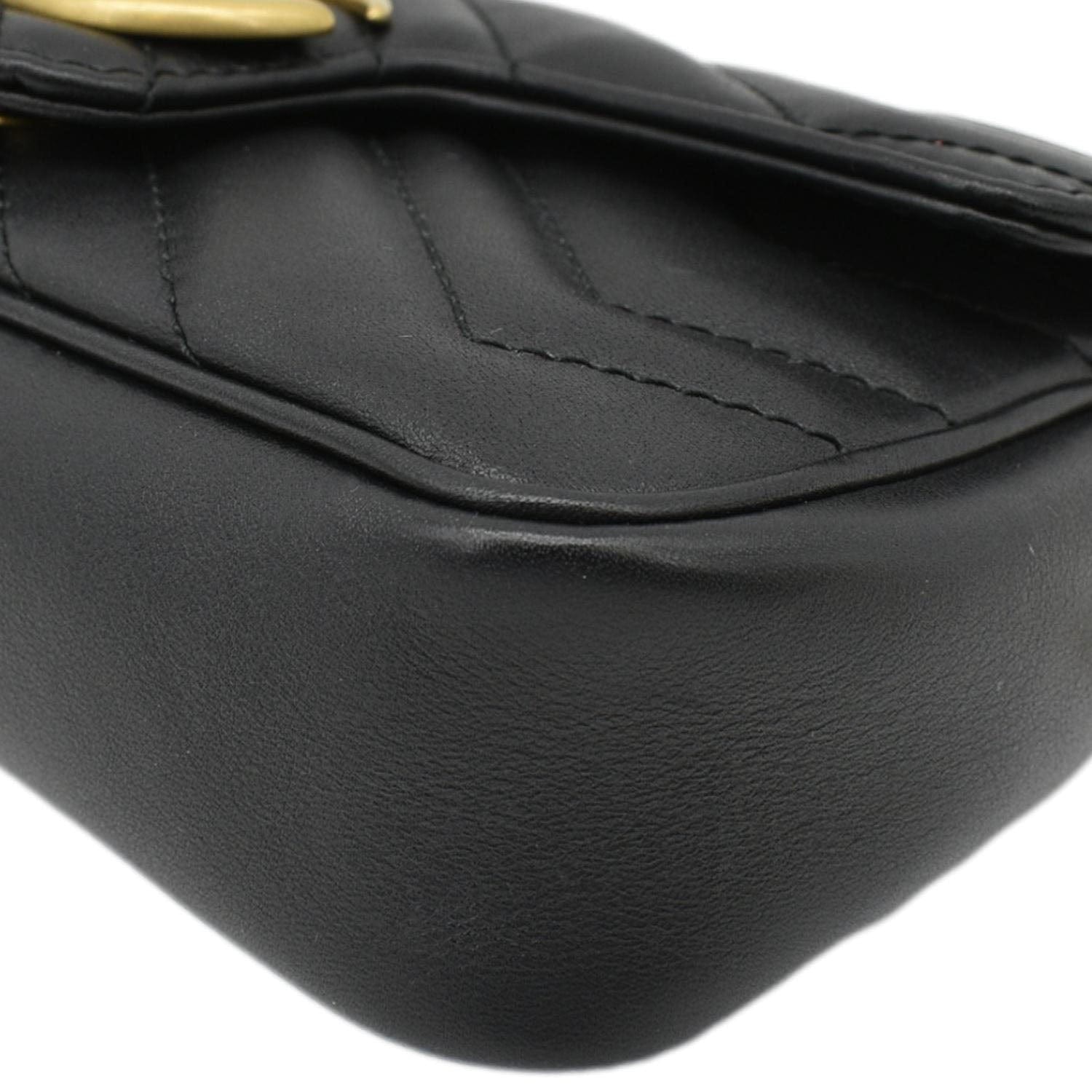 GUCCI Gucci Marmont Super Mini Matelasse Leather Crossbody Bag Black 476433
