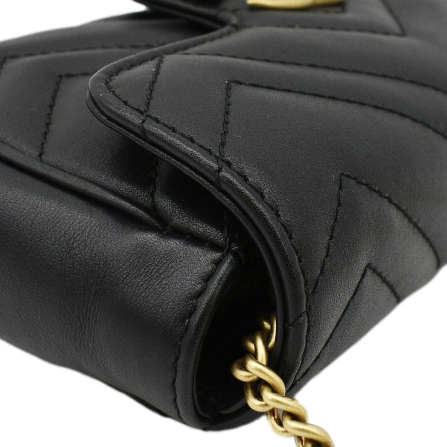 GUCCI Gucci Marmont Super Mini Matelasse Leather Crossbody Bag Black 476433