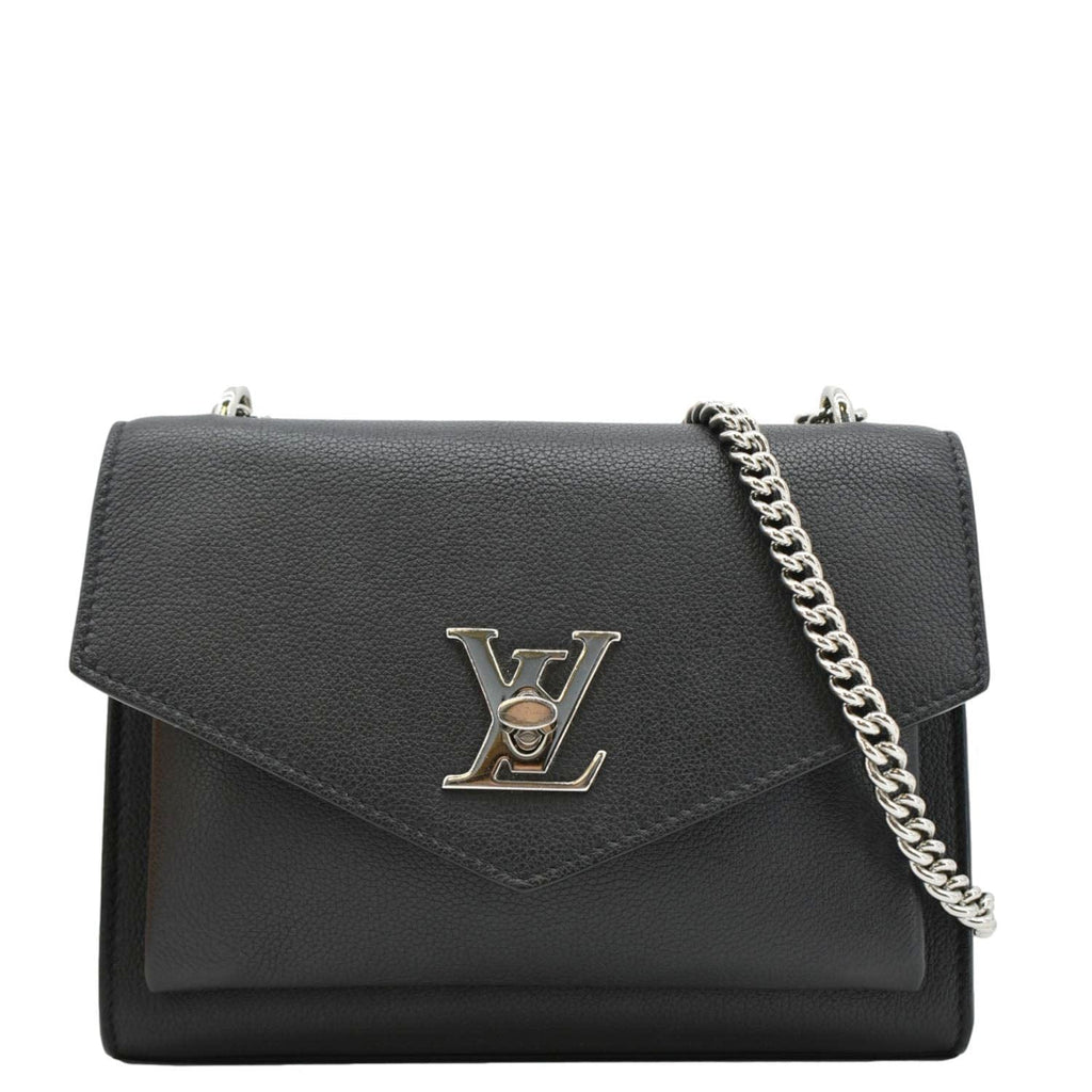 LOUIS VUITTON Mylockme BB Leather Chain Shoulder Bag Black