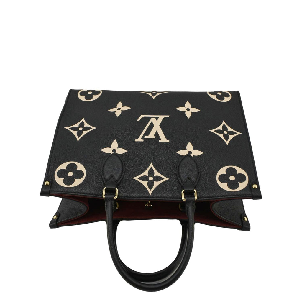 LOUIS VUITTON Onthego MM Giant Monogram Empreinte Leather Tote Bag Bicolor