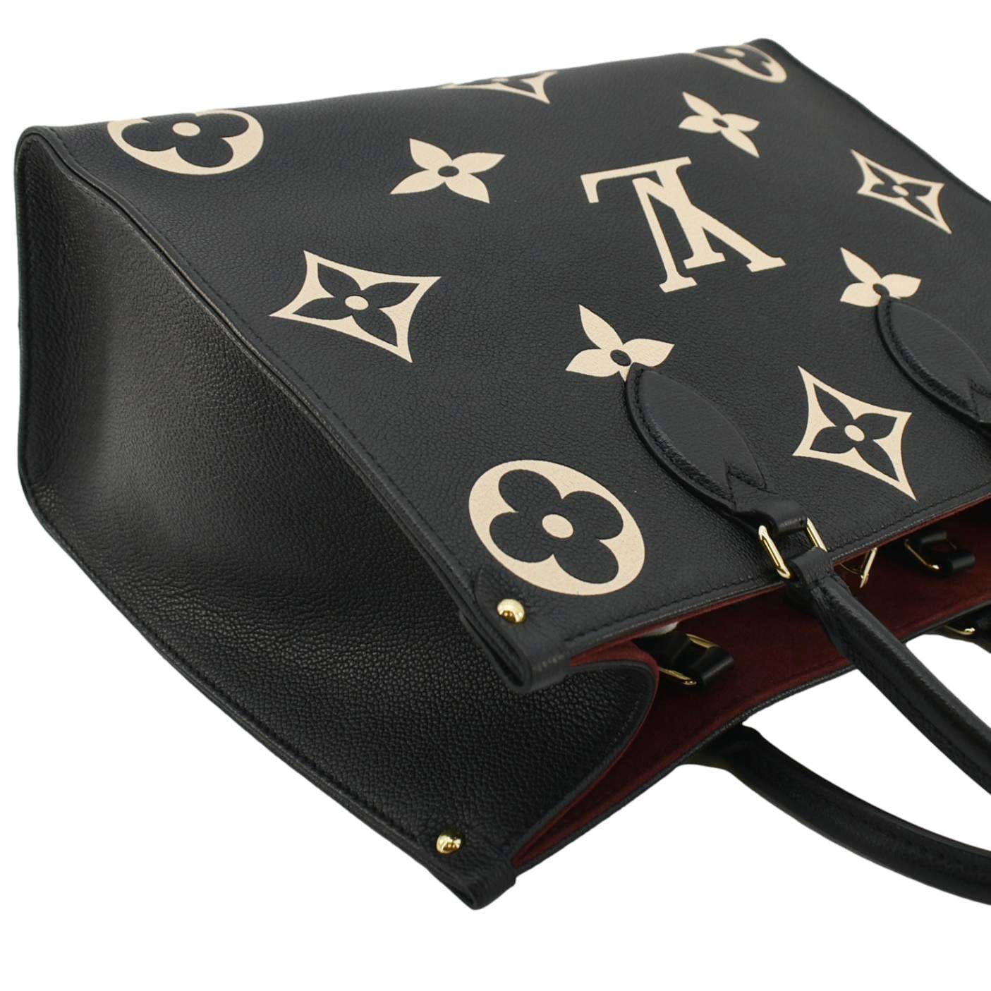 LOUIS VUITTON Onthego MM Giant Monogram Empreinte Leather Tote Bag Bicolor