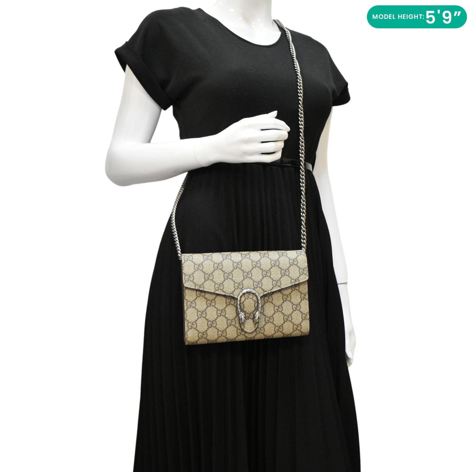 GUCCI Dionysus Small Gucci Supreme Canvas Crossbody Bag Beige  401231