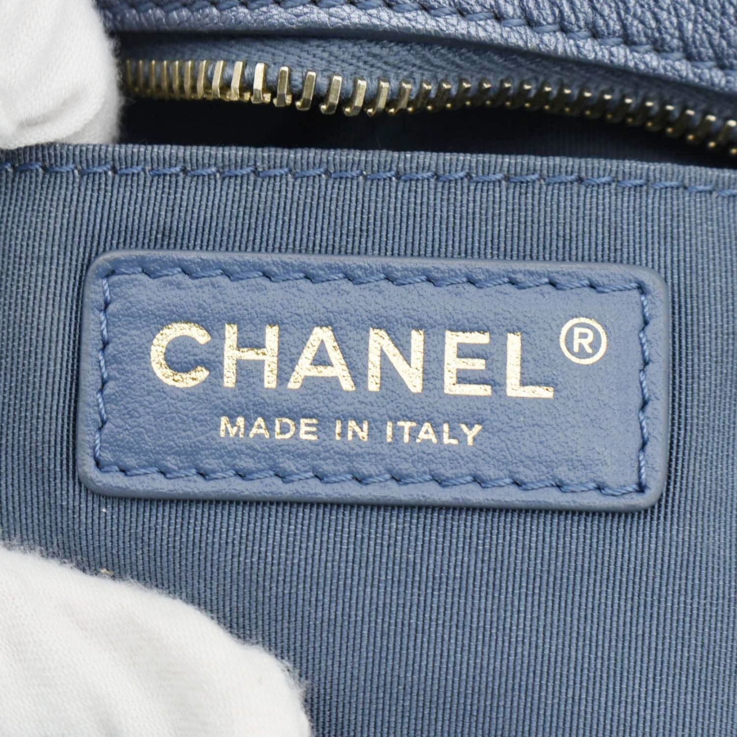 Chanel Casual Trip Camera Small Metallic Leather Crossbody Bag Blue