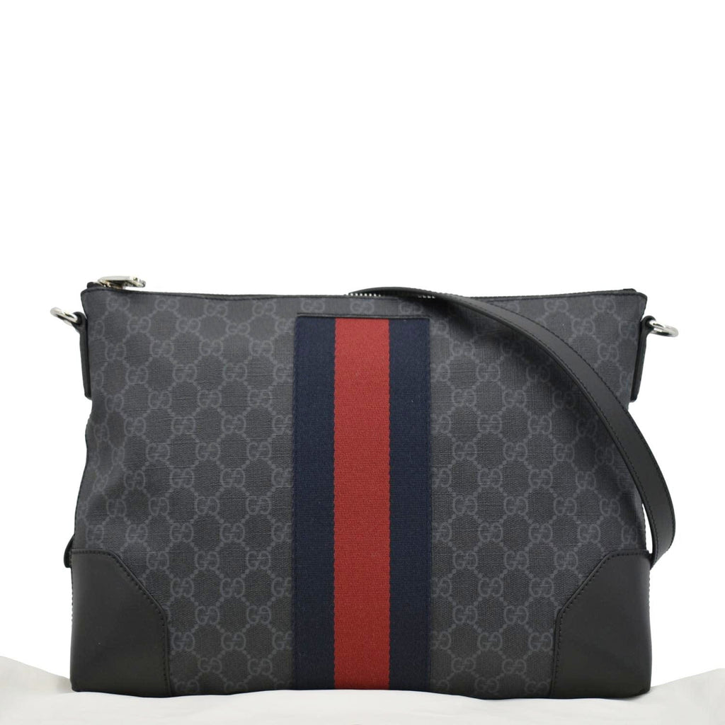 GUCCI East West Gucci Supreme Web Messenger Bag Black 474139