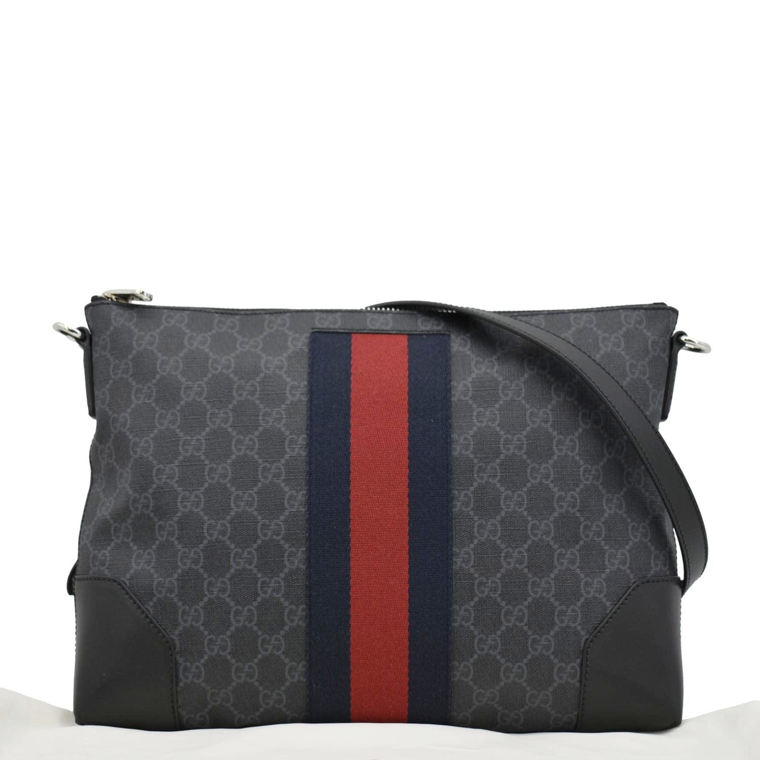 GUCCI East West Gucci Supreme Web Messenger Bag Black 474139