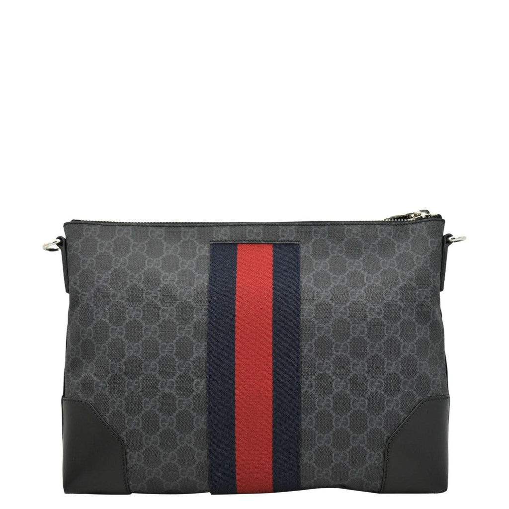 GUCCI East West Gucci Supreme Web Messenger Bag Black 474139