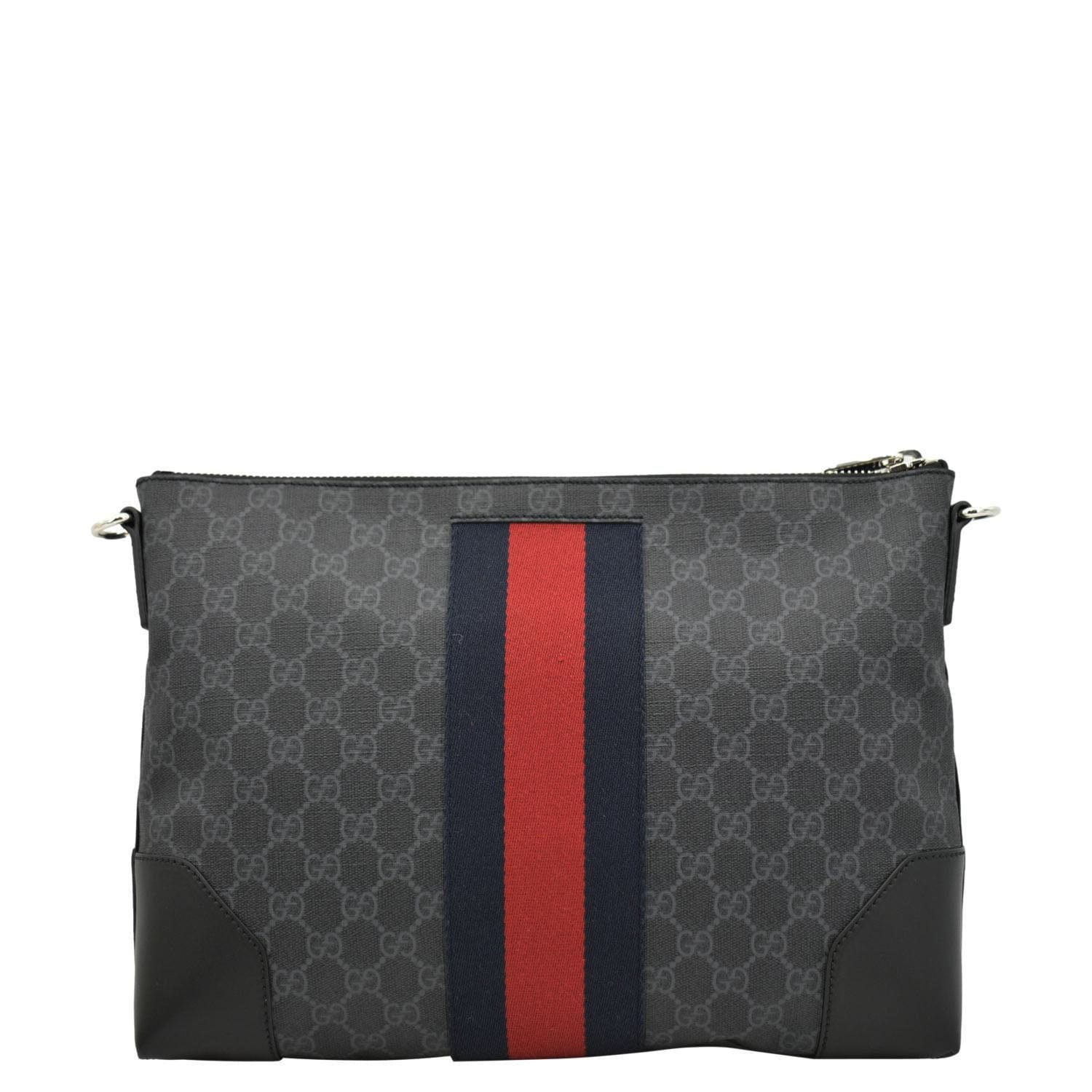 GUCCI East West Gucci Supreme Web Messenger Bag Black 474139