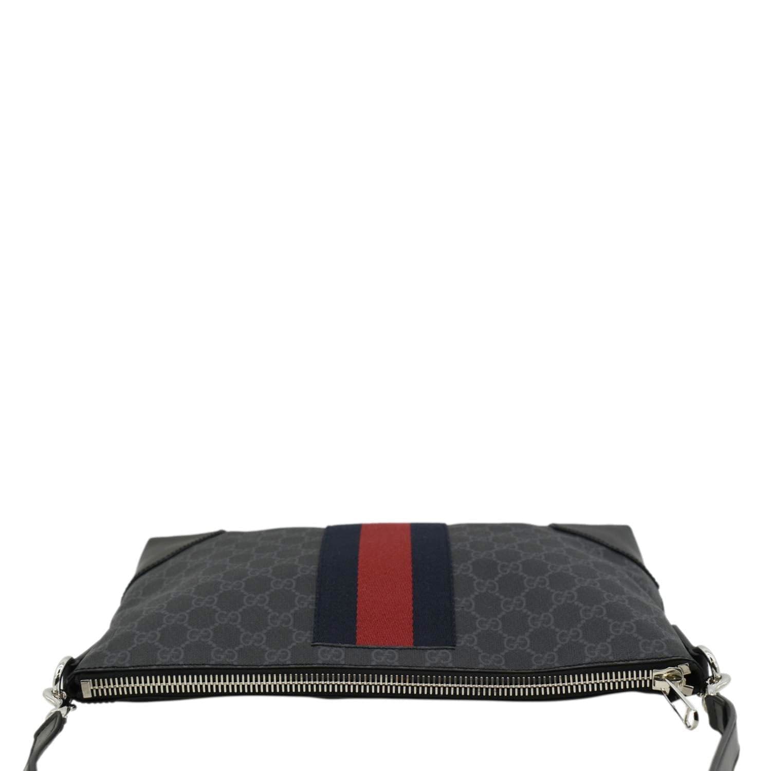 GUCCI East West Gucci Supreme Web Messenger Bag Black 474139