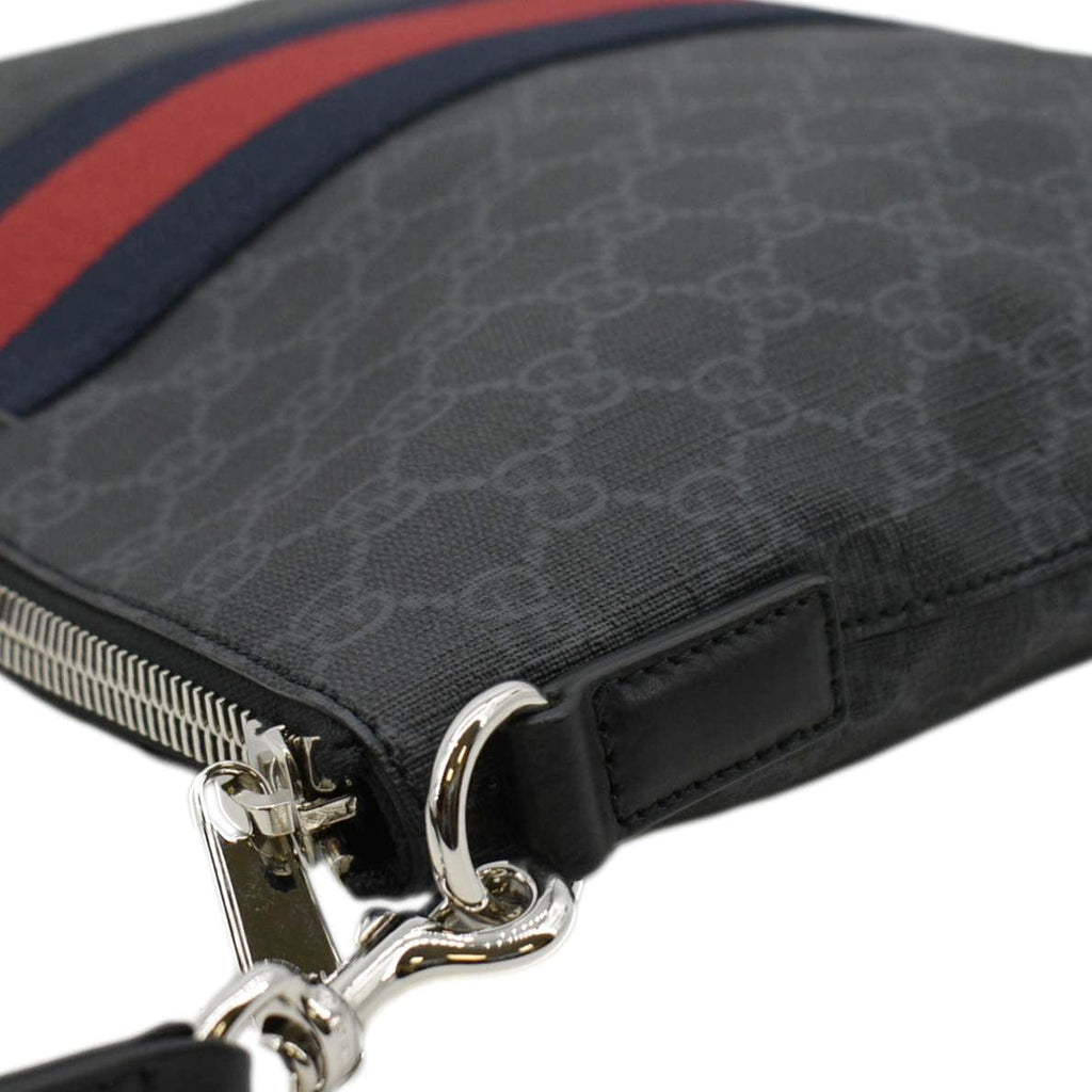 GUCCI East West Gucci Supreme Web Messenger Bag Black 474139