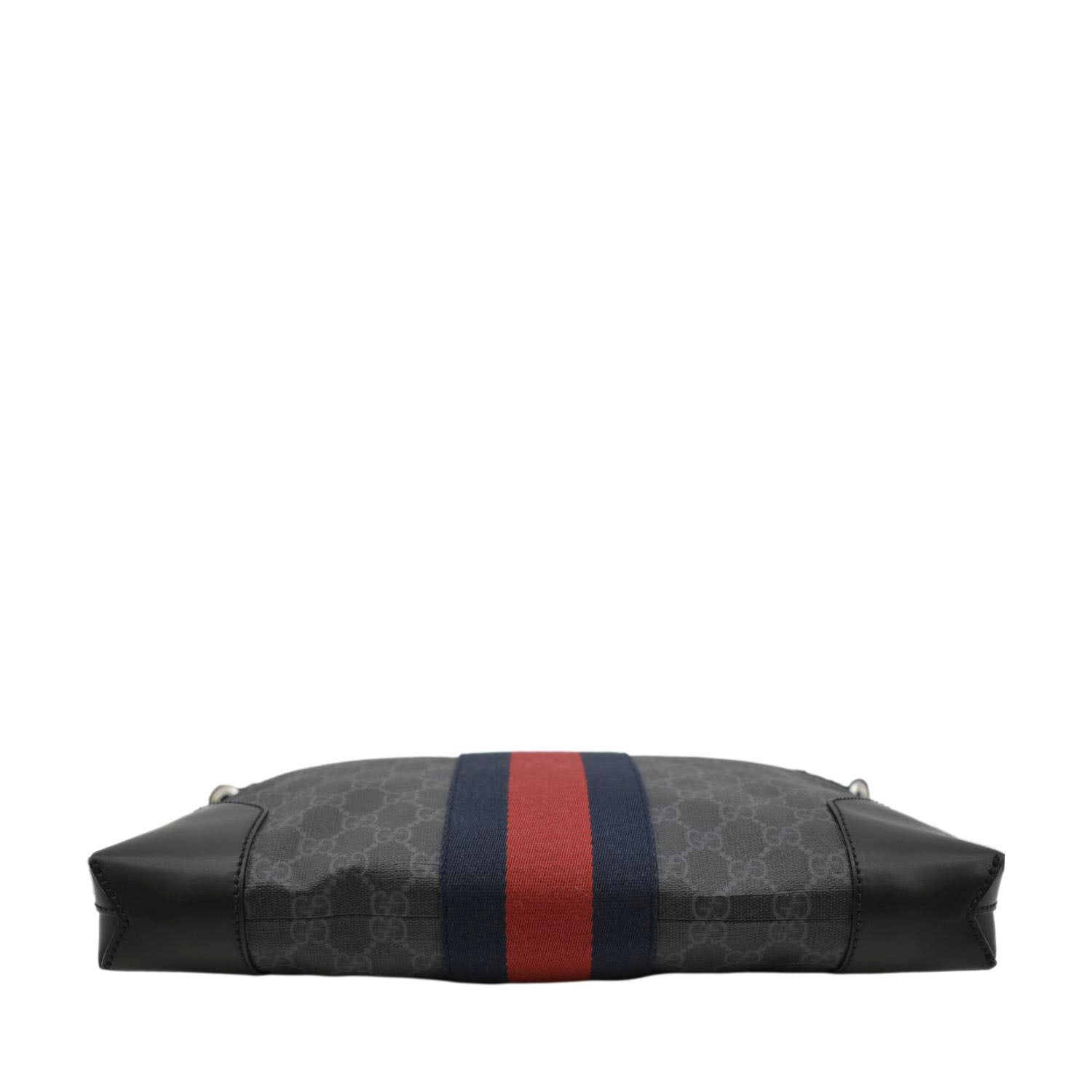 GUCCI East West Gucci Supreme Web Messenger Bag Black 474139
