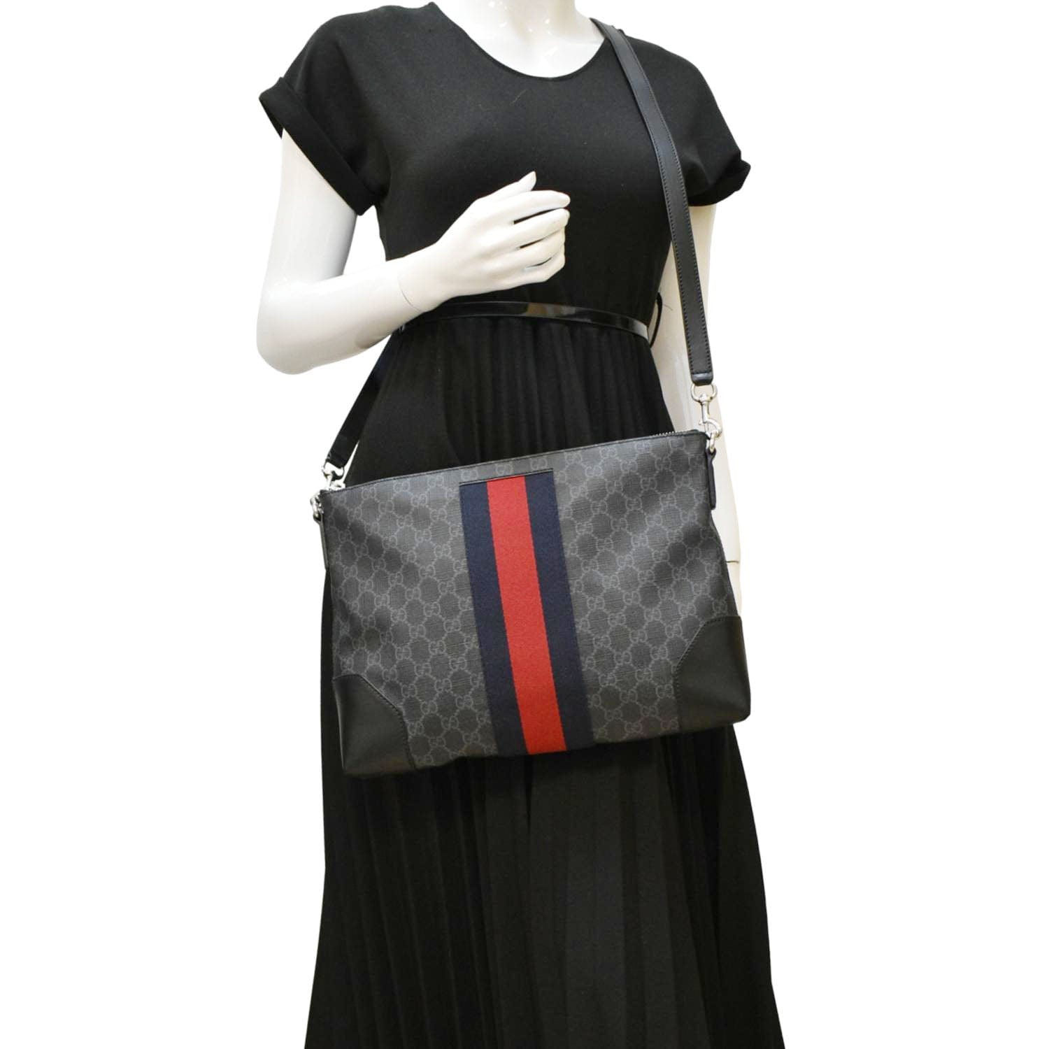 GUCCI East West Gucci Supreme Web Messenger Bag Black 474139