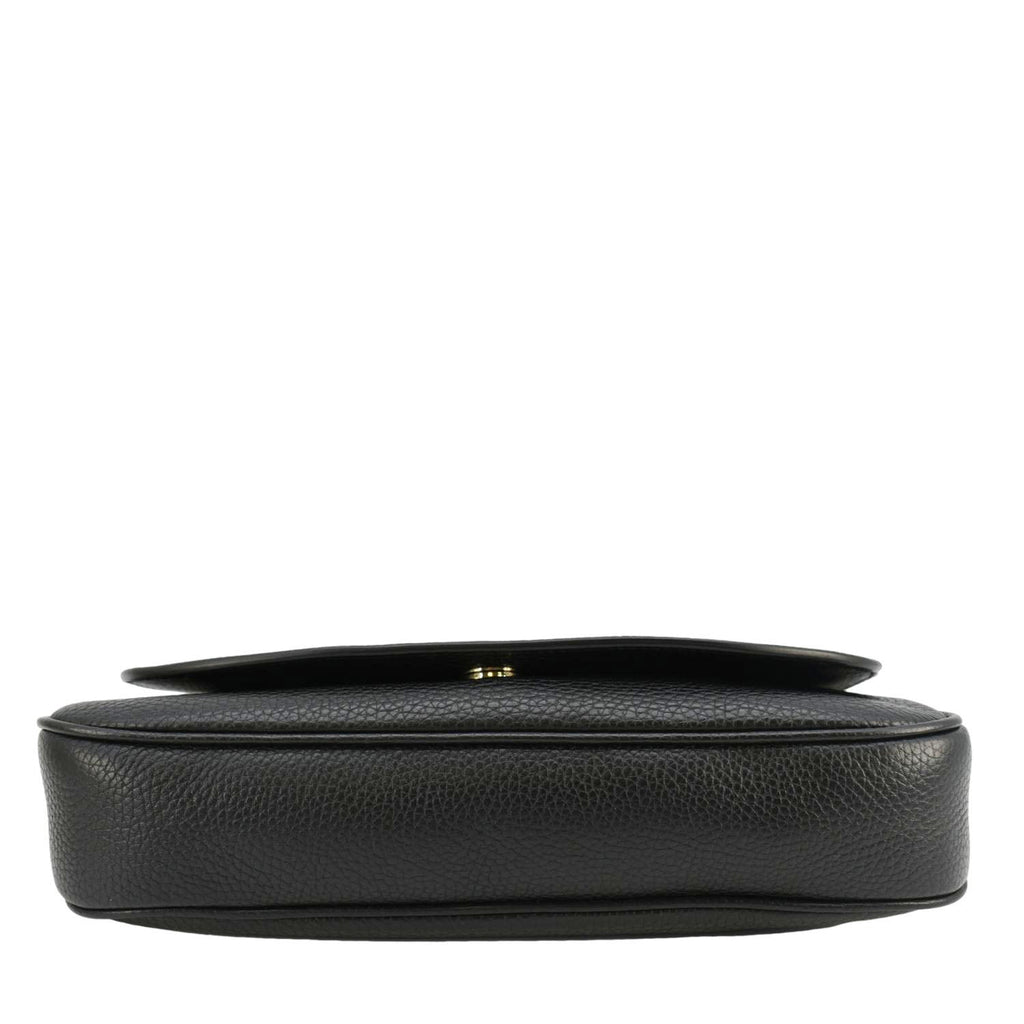 GUCCI Soho Flap Leather Chain Crossbody Bag Black 536224