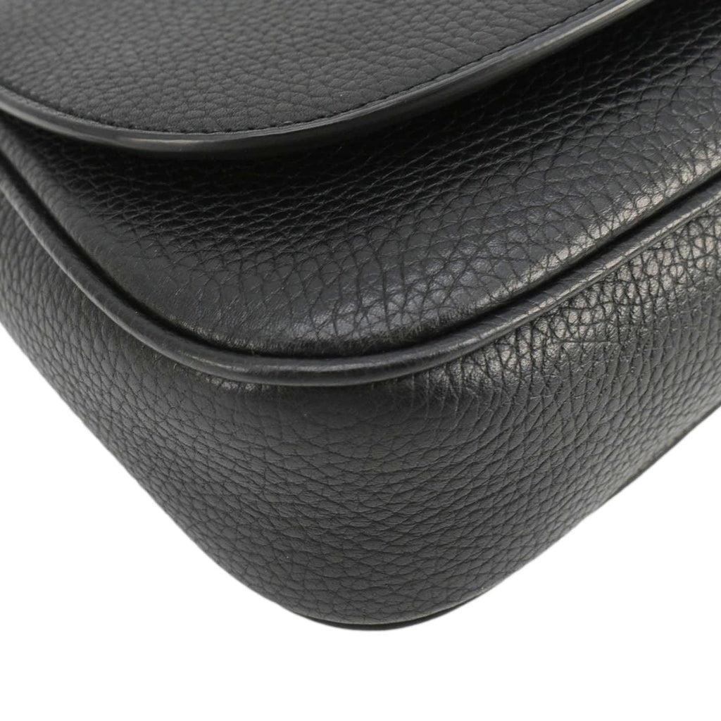 GUCCI Soho Flap Leather Chain Crossbody Bag Black 536224
