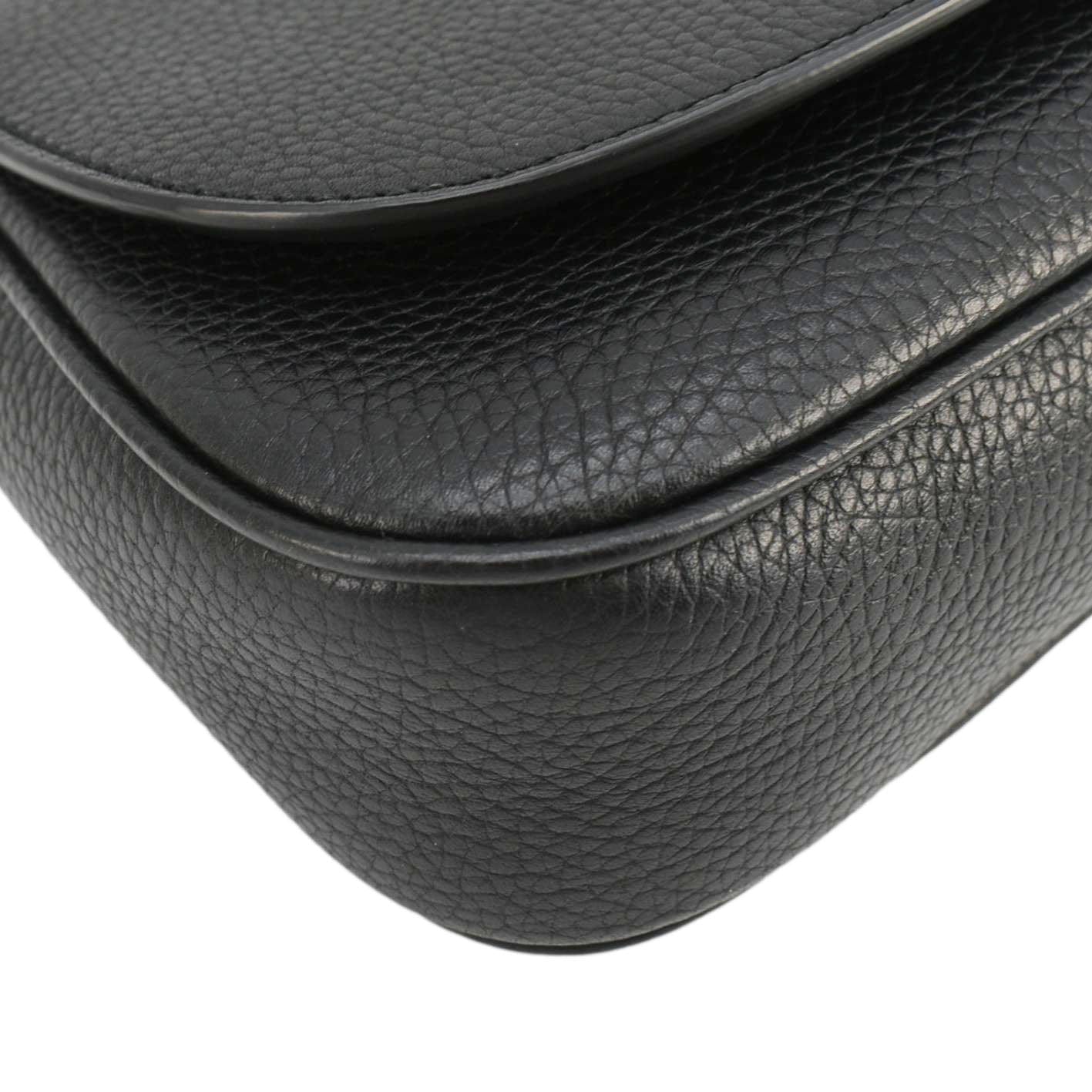 GUCCI Soho Flap Leather Chain Crossbody Bag Black 536224