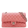 Chanel Classic Double Flap Medium  Quilted Leather Shoulder Bag Salmon Pink