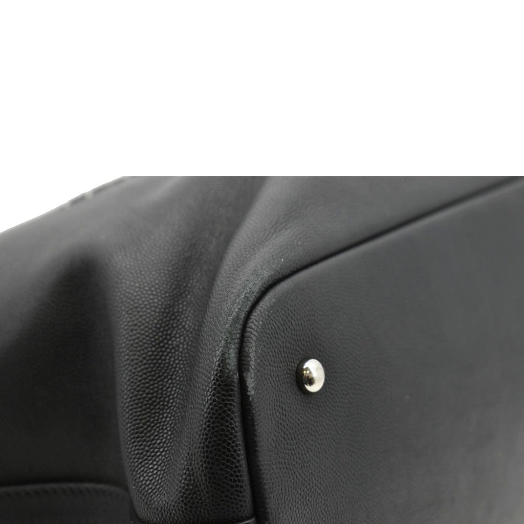 Chanel Coco Eyelets Large Leather Shopping Tote Shoulder  Black