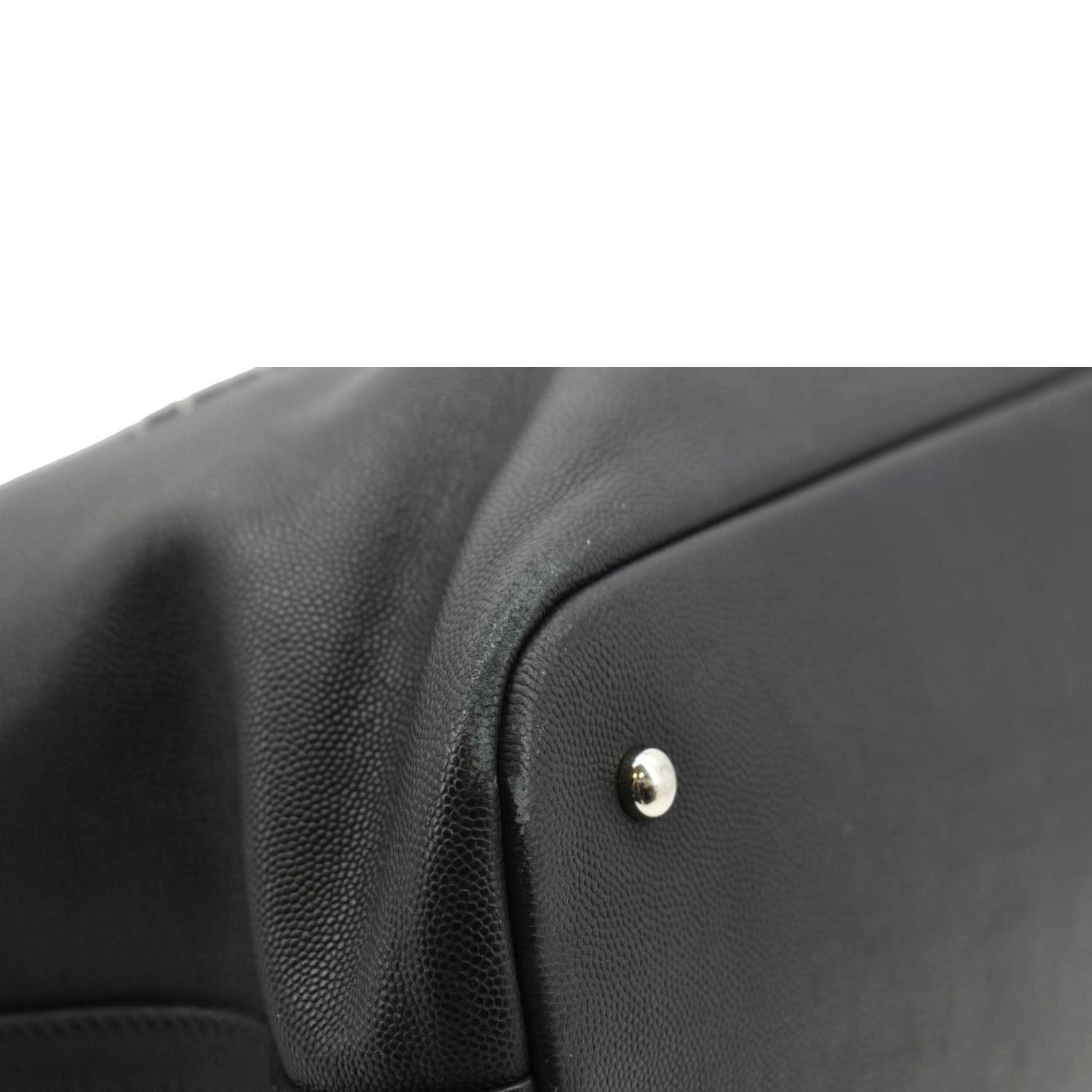 Chanel Coco Eyelets Large Leather Shopping Tote Shoulder  Black