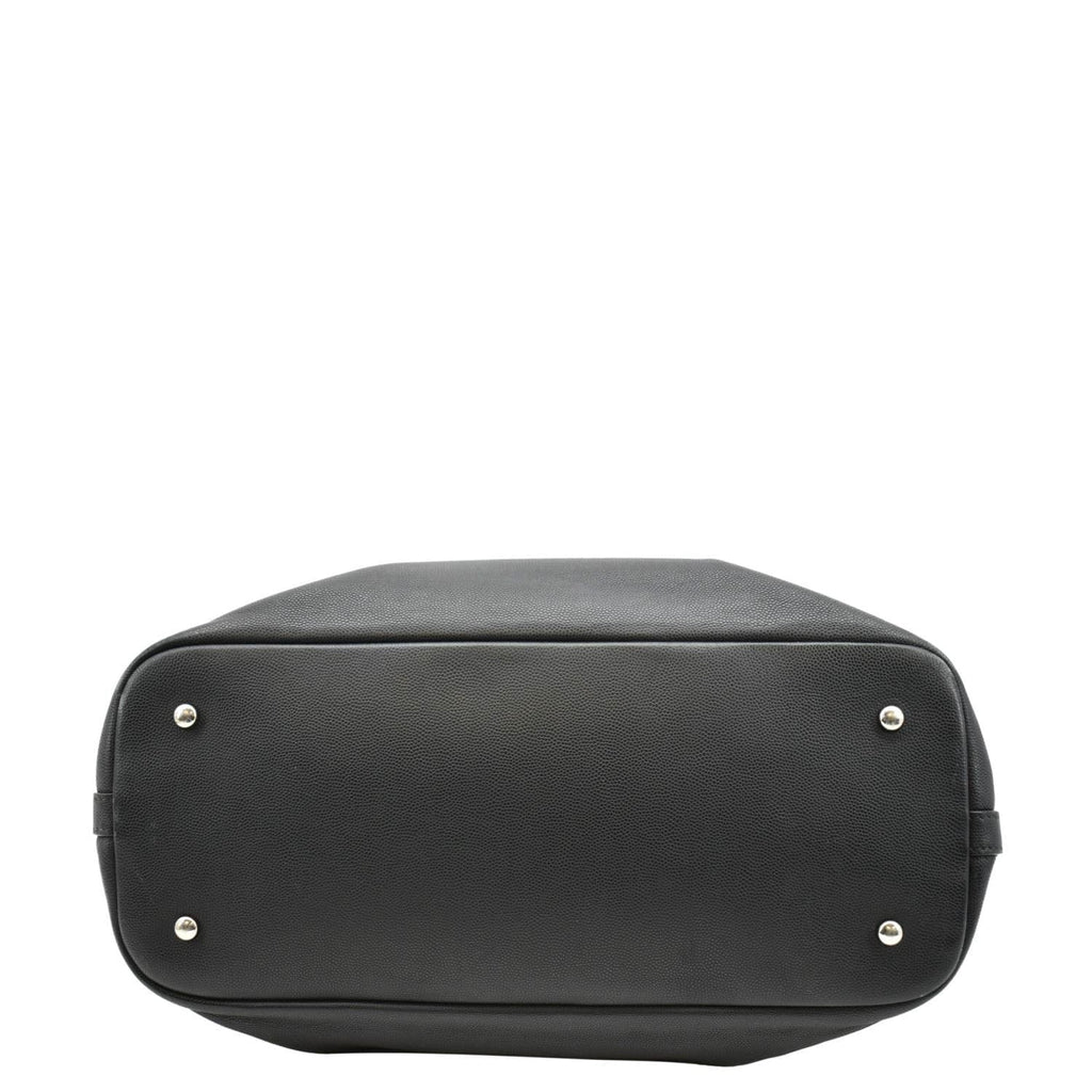 Chanel Coco Eyelets Large Leather Shopping Tote Shoulder  Black