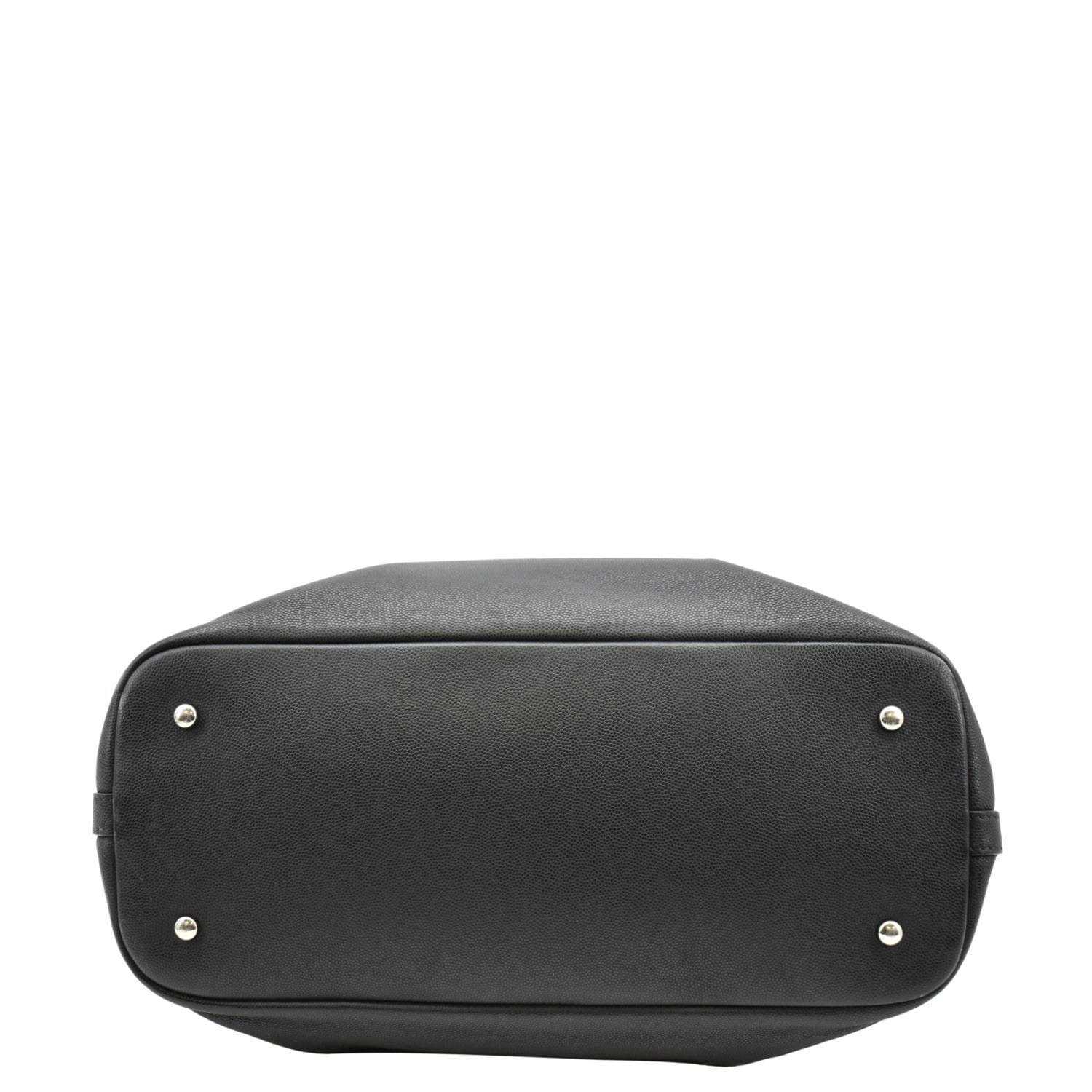 Chanel Coco Eyelets Large Leather Shopping Tote Shoulder  Black