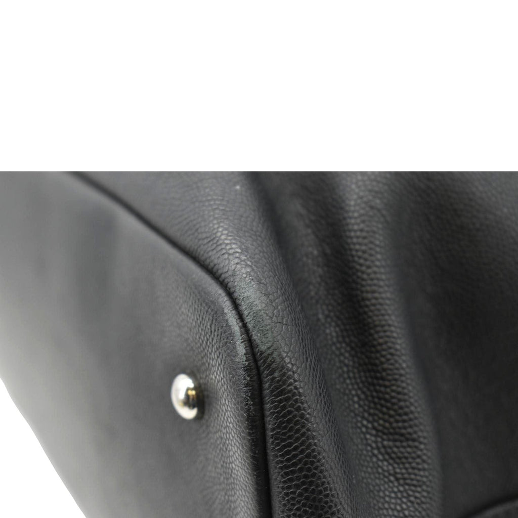 Chanel Coco Eyelets Large Leather Shopping Tote Shoulder  Black