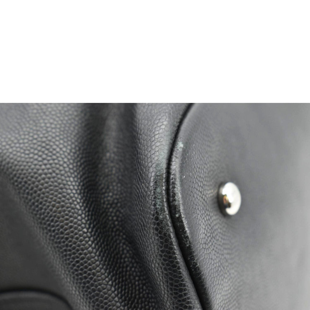 Chanel Coco Eyelets Large Leather Shopping Tote Shoulder  Black