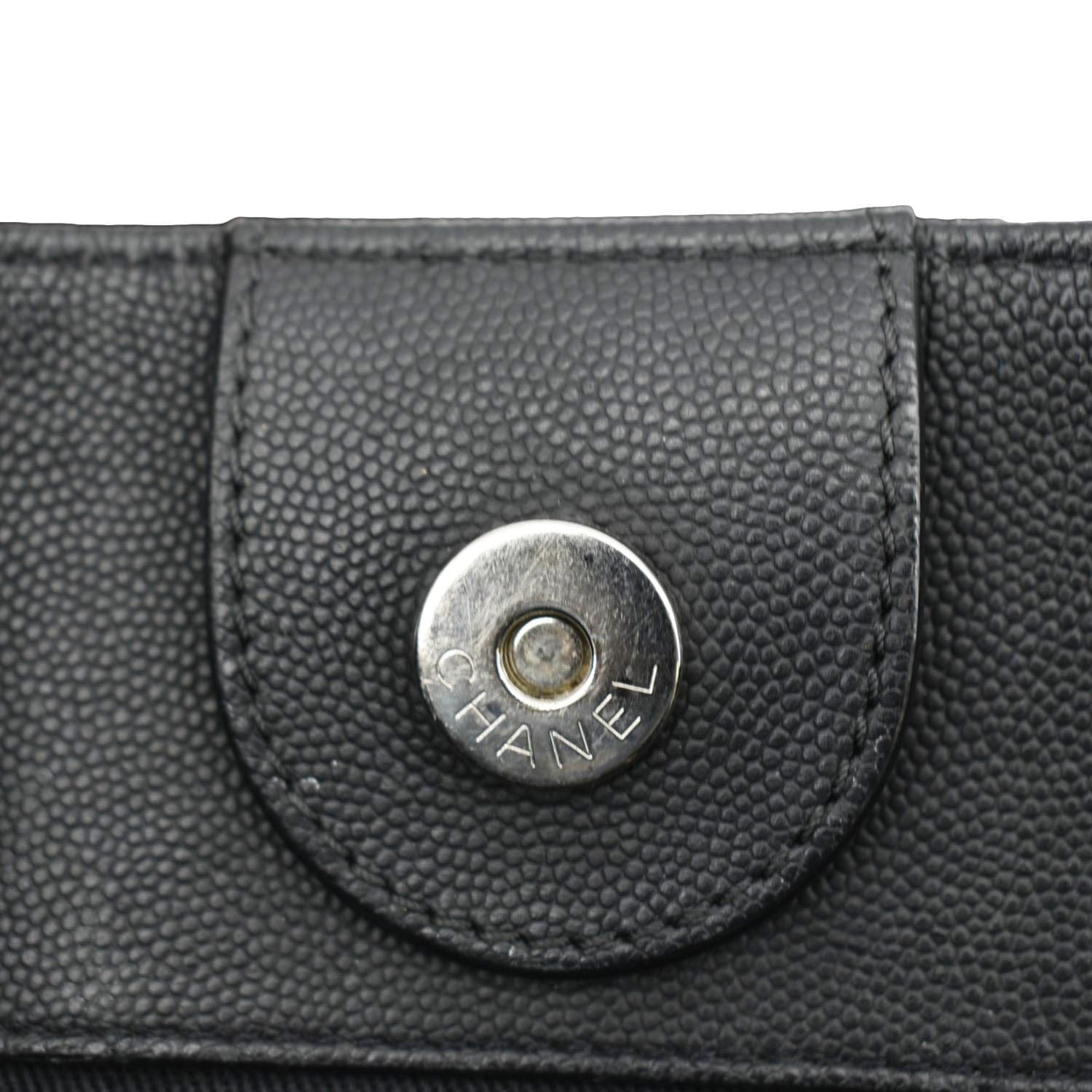 Chanel Coco Eyelets Large Leather Shopping Tote Shoulder  Black
