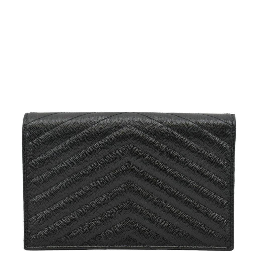 YVES SAINT LAURENT WOC Cassandre Grain De Poudre Chain Crossbody Bag Black