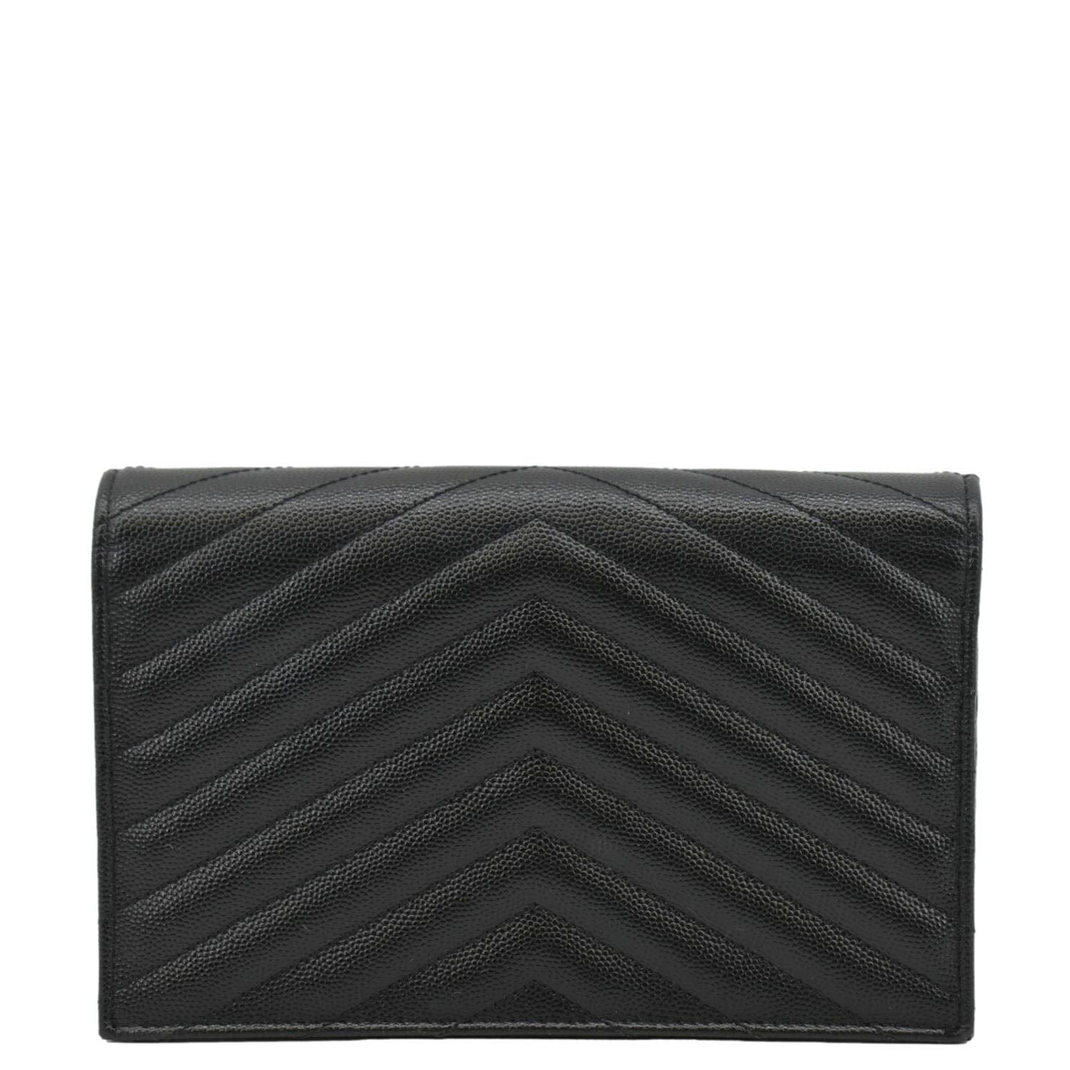 YVES SAINT LAURENT WOC Cassandre Grain De Poudre Chain Crossbody Bag Black