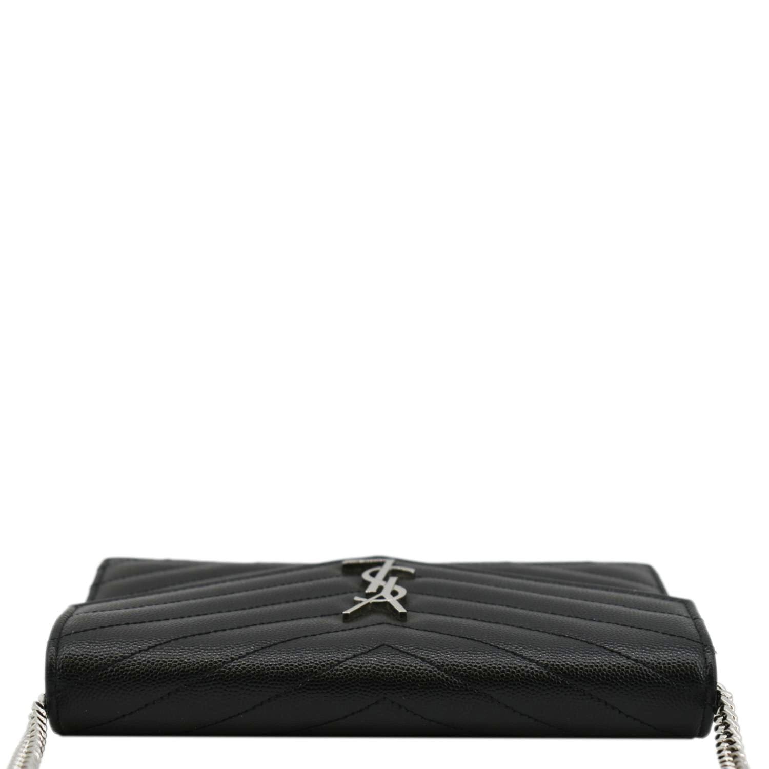 YVES SAINT LAURENT WOC Cassandre Grain De Poudre Chain Crossbody Bag Black