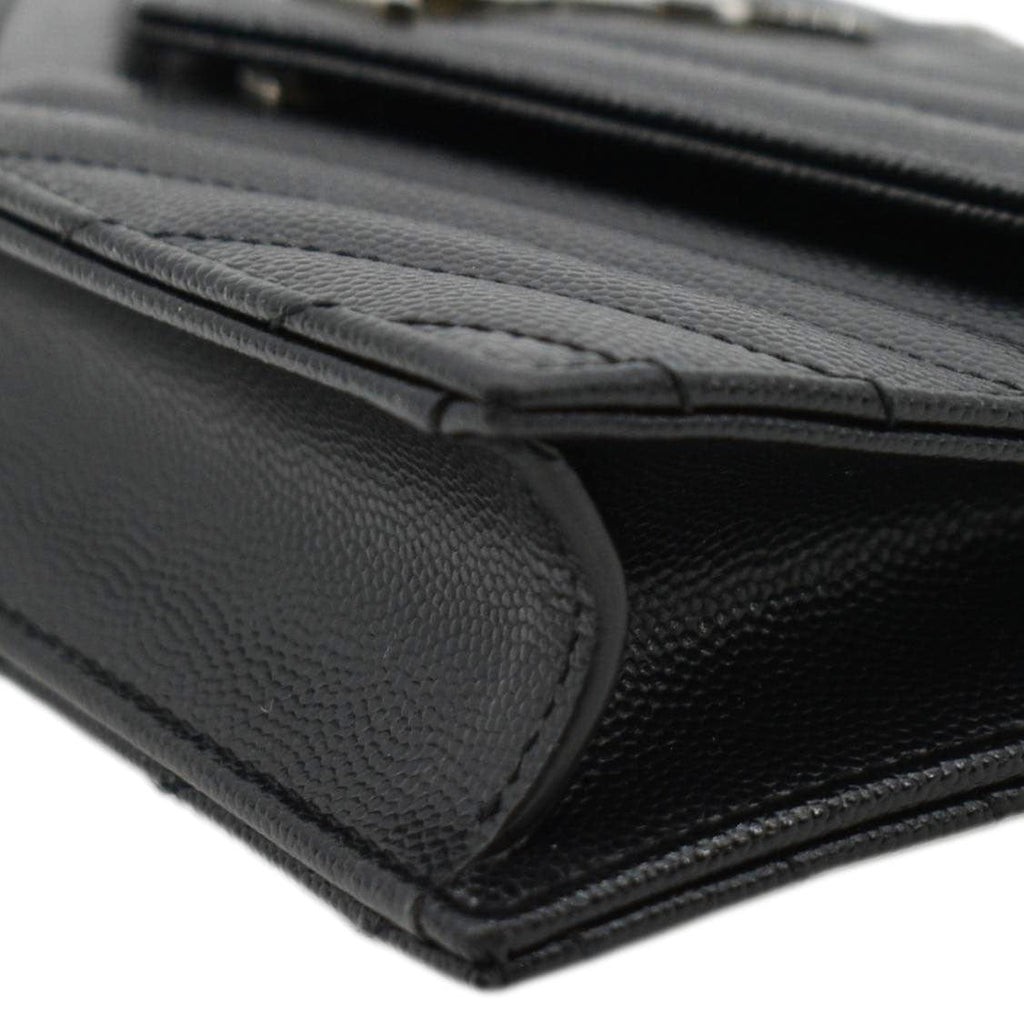 YVES SAINT LAURENT WOC Cassandre Grain De Poudre Chain Crossbody Bag Black