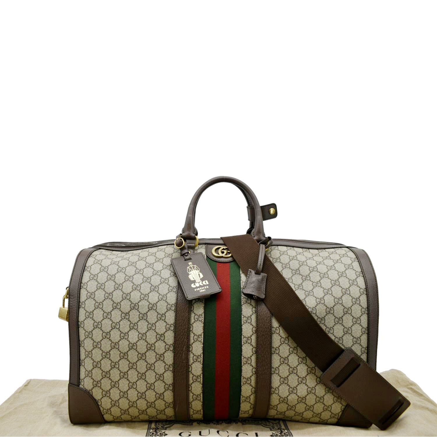 GUCCI Savoy Large Gucci Supreme Canvas Duffle Bag Beige 724612