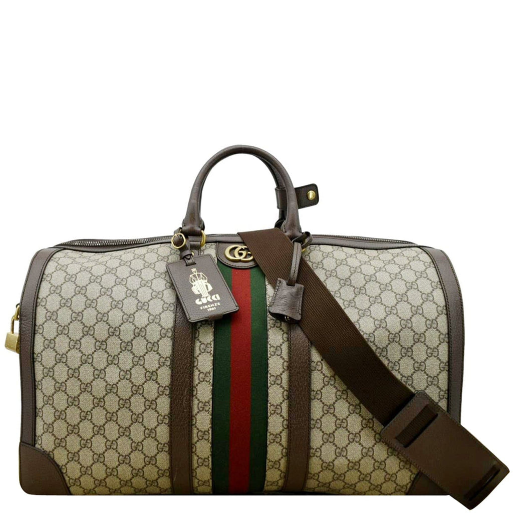GUCCI Savoy Large Gucci Supreme Canvas Duffle Bag Beige 724612