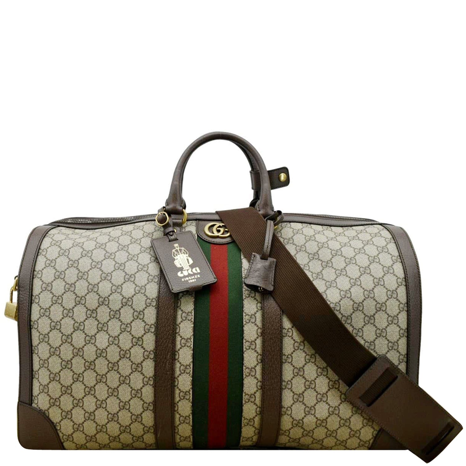 GUCCI Savoy Large Gucci Supreme Canvas Duffle Bag Beige 724612