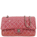 Chanel Classic Double Flap Medium Quilted Patent Leather Shoulder Bag Light Pink