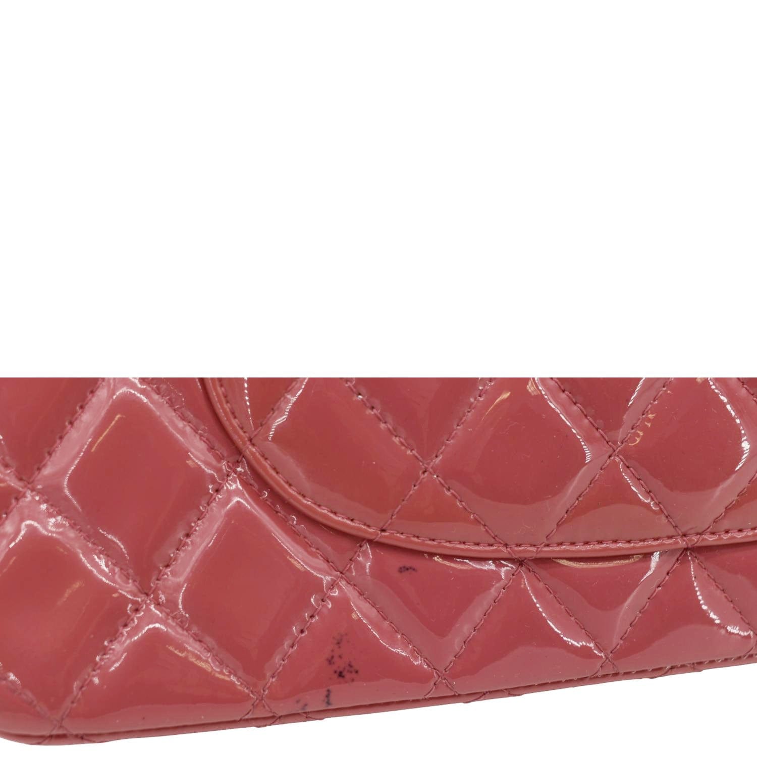 Chanel Classic Double Flap Medium Quilted Patent Leather Shoulder Bag Light Pink