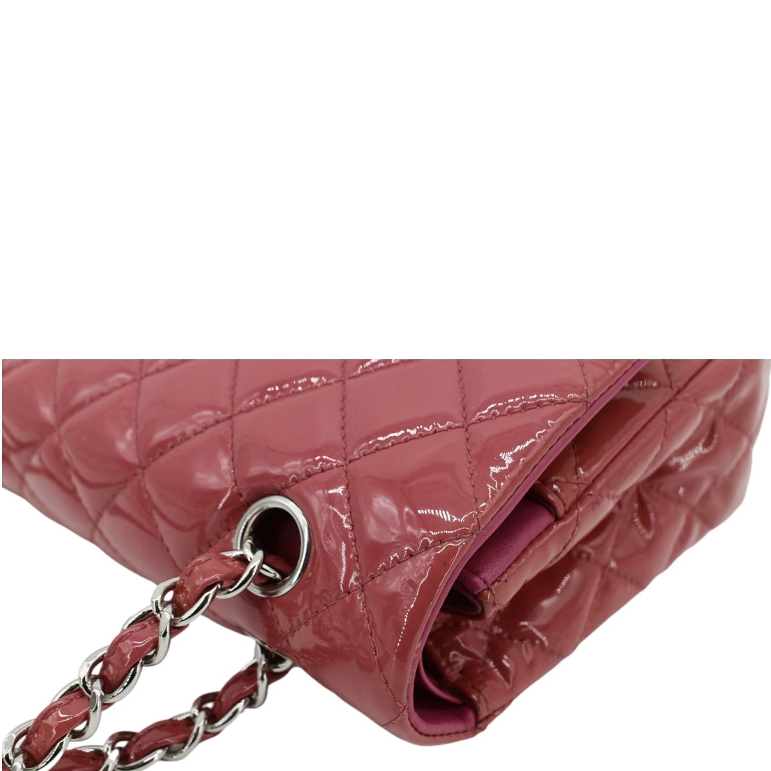 Chanel Classic Double Flap Medium Quilted Patent Leather Shoulder Bag Light Pink