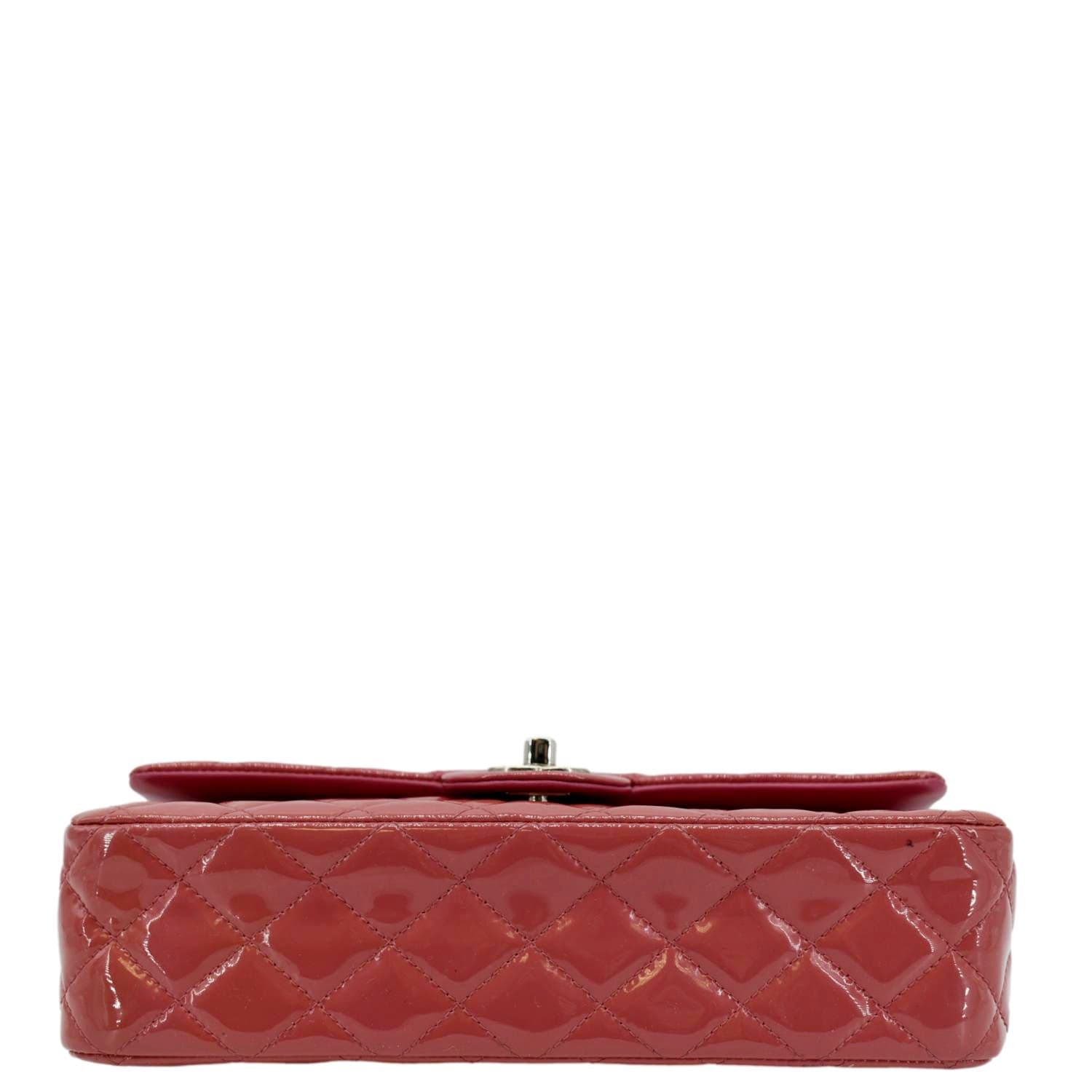 Chanel Classic Double Flap Medium Quilted Patent Leather Shoulder Bag Light Pink
