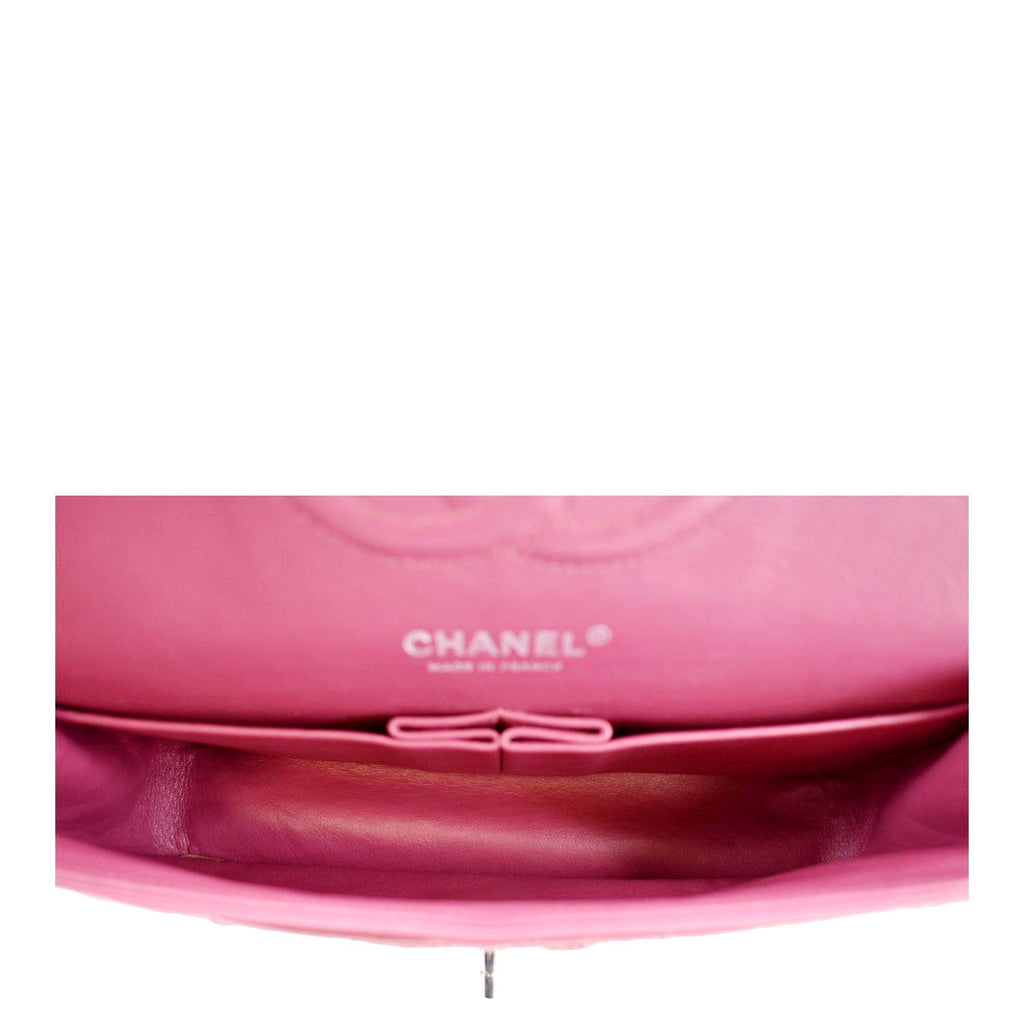 Chanel Classic Double Flap Medium Quilted Patent Leather Shoulder Bag Light Pink