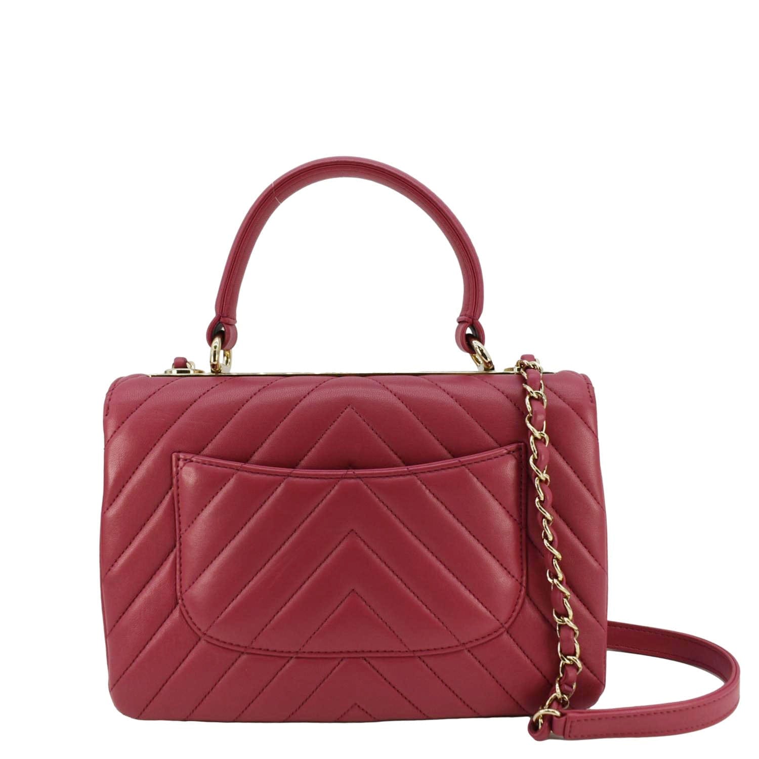 Chanel Trendy CC Top Handle Flap Quilted Leather Shoulder Bag Hot Pink