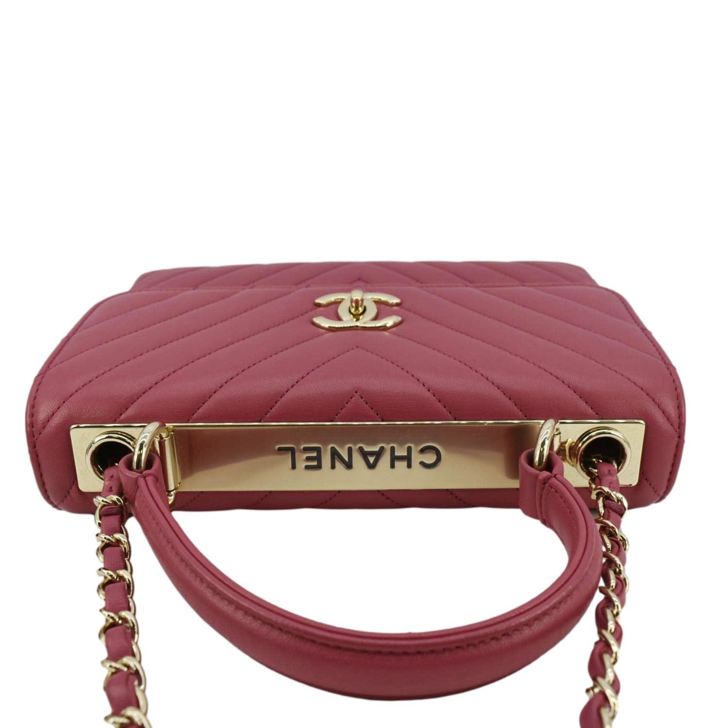 Chanel Trendy CC Top Handle Flap Quilted Leather Shoulder Bag Hot Pink