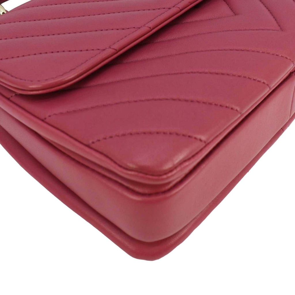 Chanel Trendy CC Top Handle Flap Quilted Leather Shoulder Bag Hot Pink