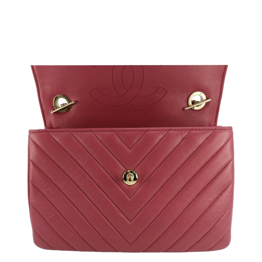 Chanel Trendy CC Top Handle Flap Quilted Leather Shoulder Bag Hot Pink