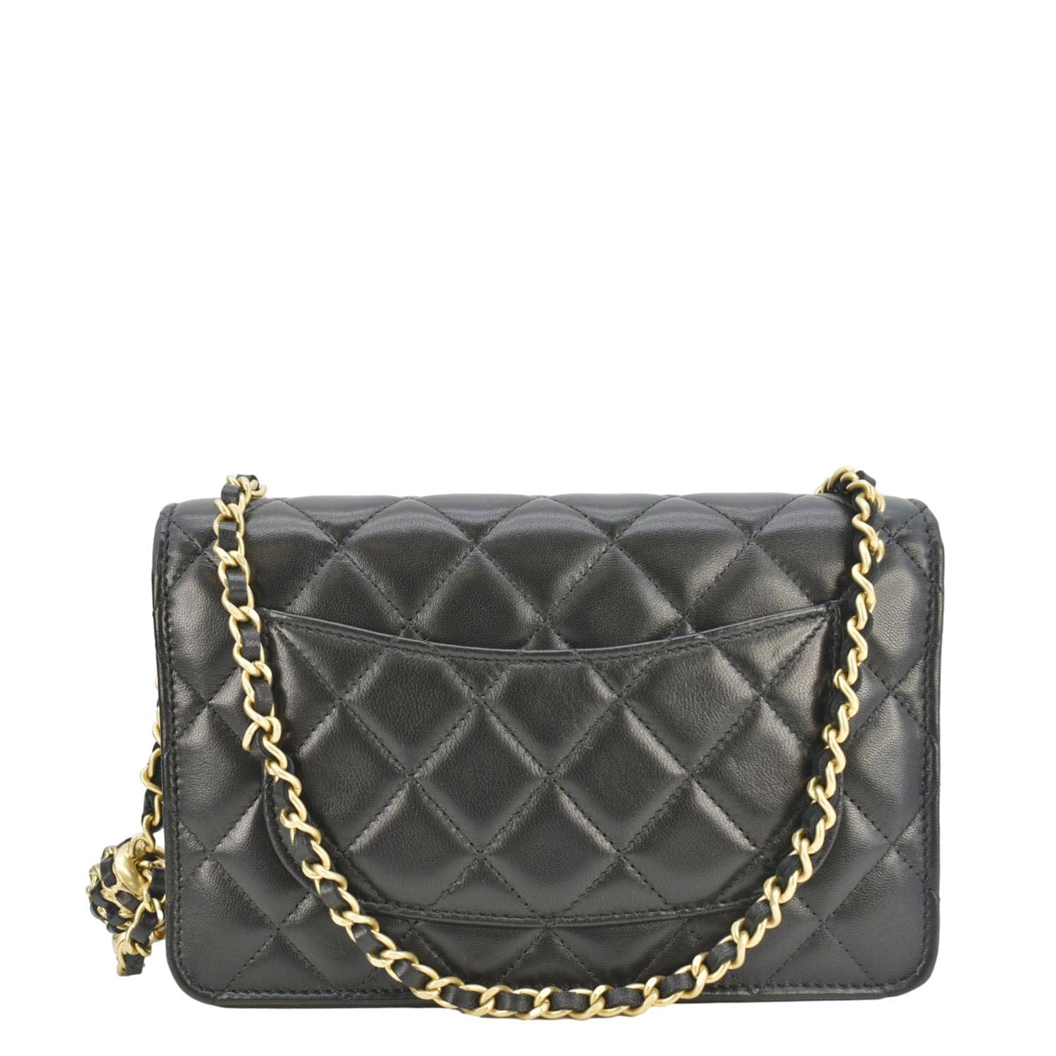 Chanel CC Pearl Crush WOC Lambskin Quilted Leather Crossbody Bag Black