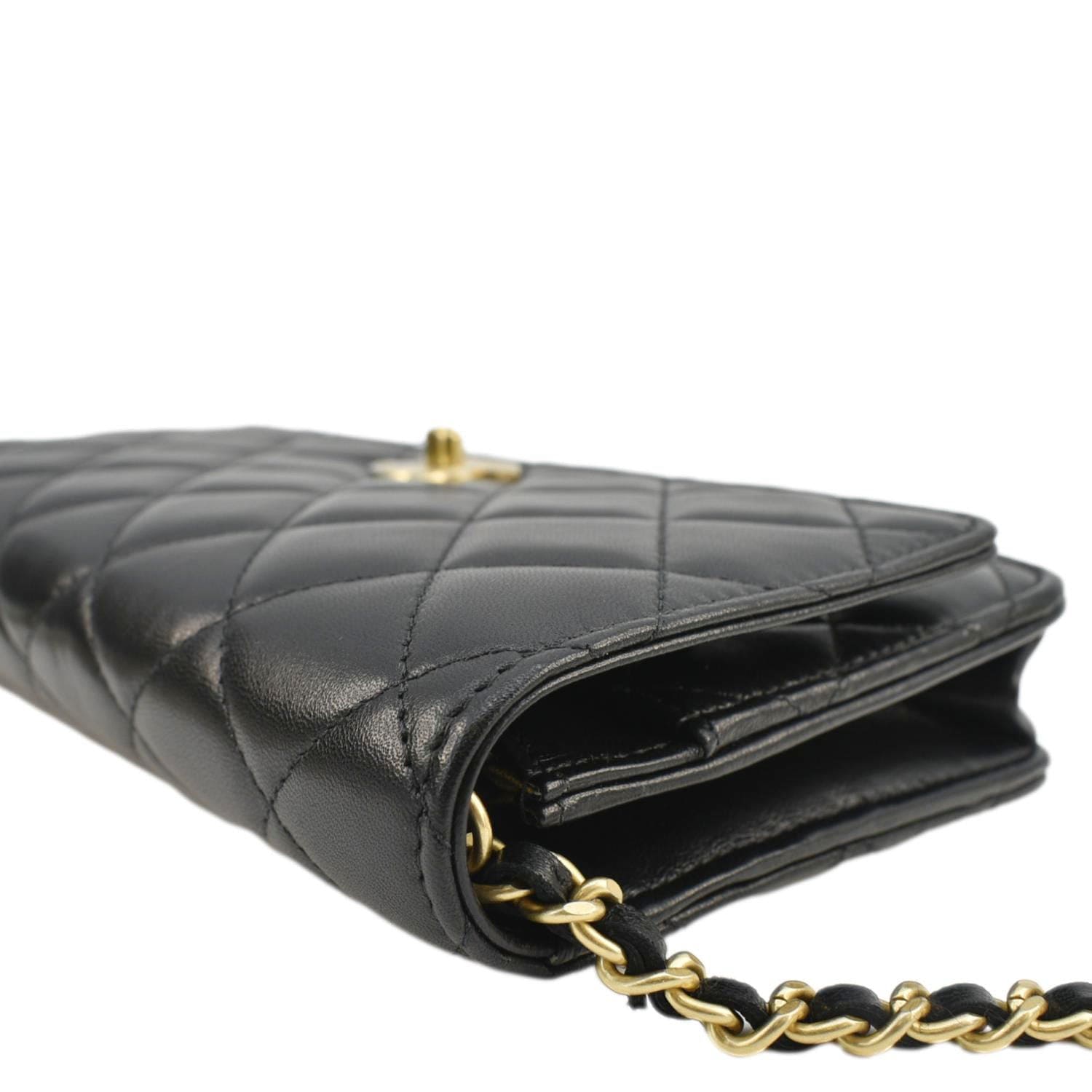 Chanel CC Pearl Crush WOC Lambskin Quilted Leather Crossbody Bag Black