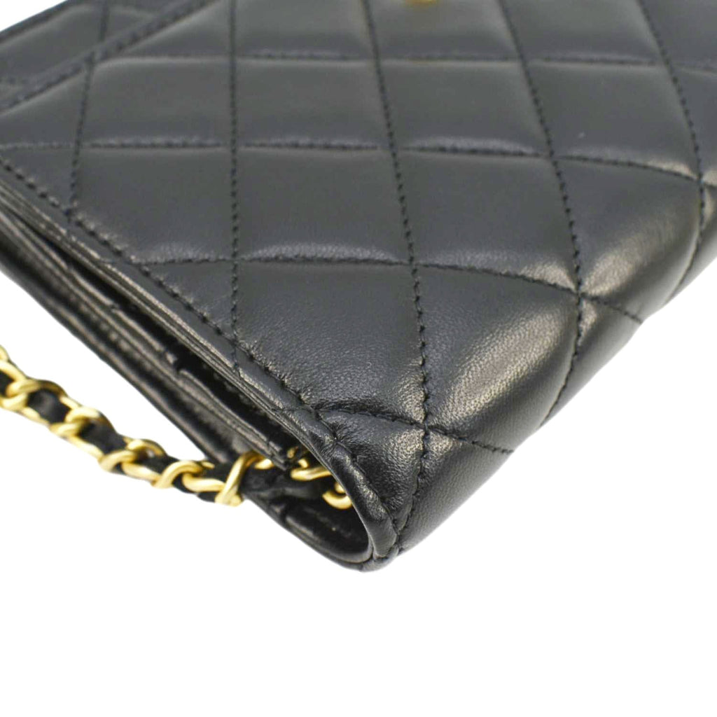 Chanel CC Pearl Crush WOC Lambskin Quilted Leather Crossbody Bag Black