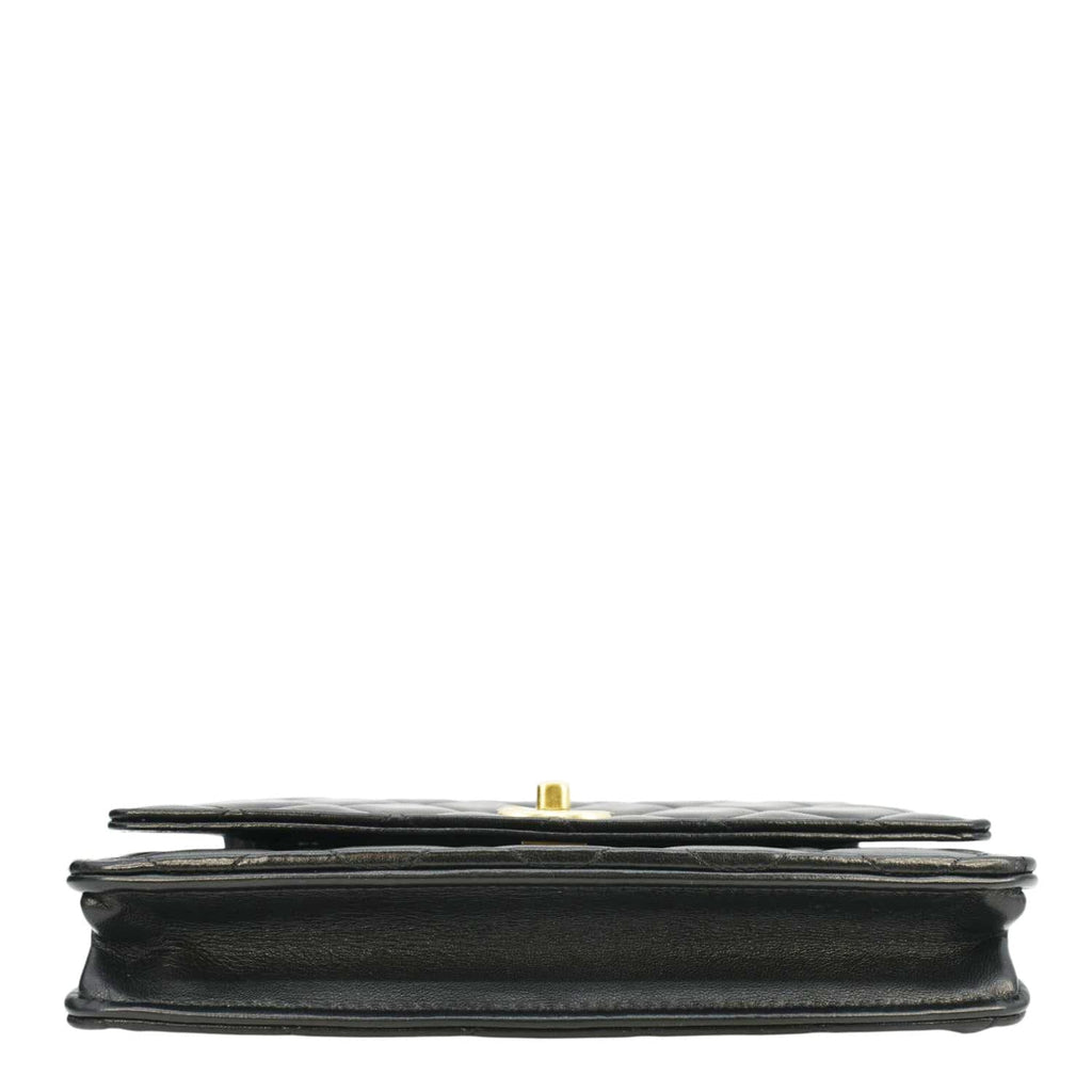 Chanel CC Pearl Crush WOC Lambskin Quilted Leather Crossbody Bag Black